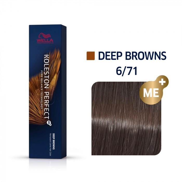 Wella Koleston Perfect Me+ Hajfesték - 6/71 - 60ml - Hamvas Barna Sötétszőke képe 1